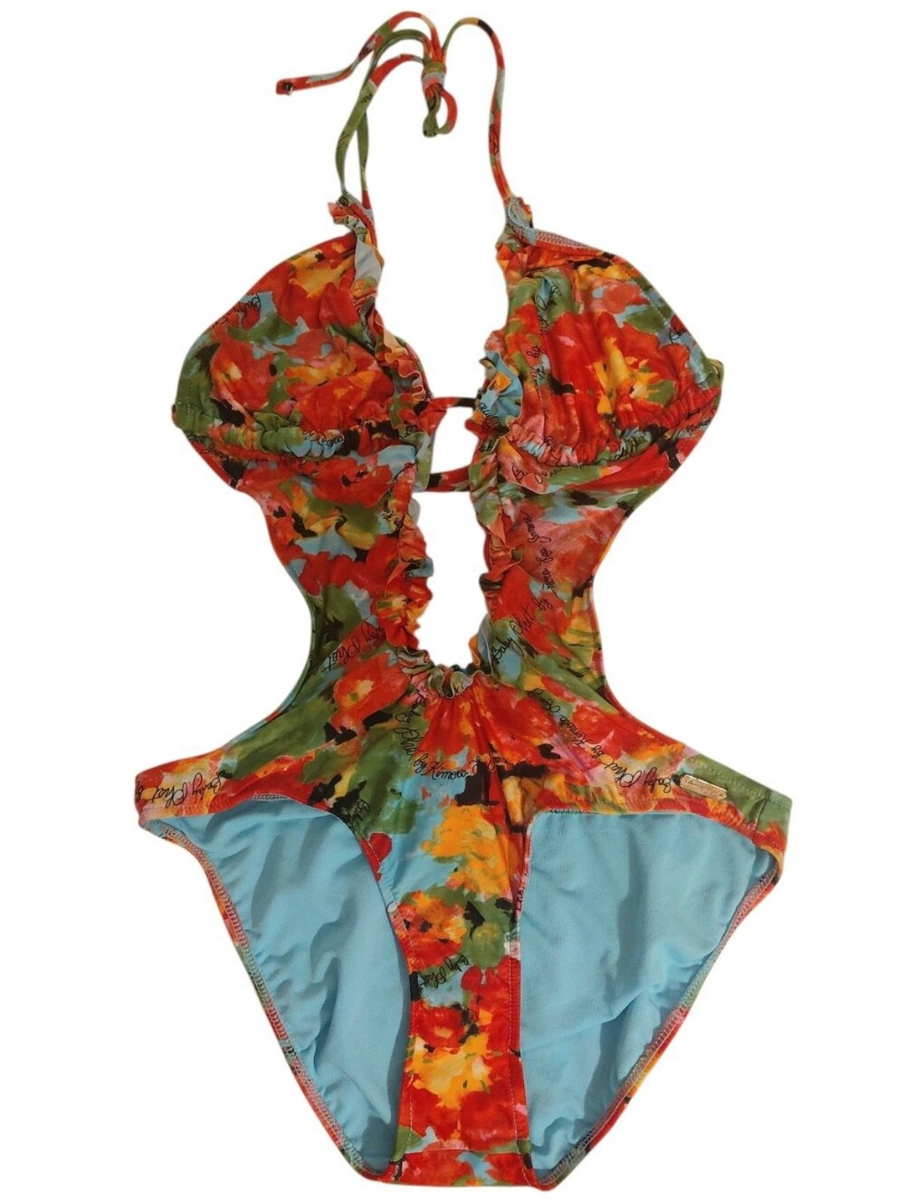 Baby Phat Vintage Y2K Watercolor Cutout  Halter Monokini Swimsuit